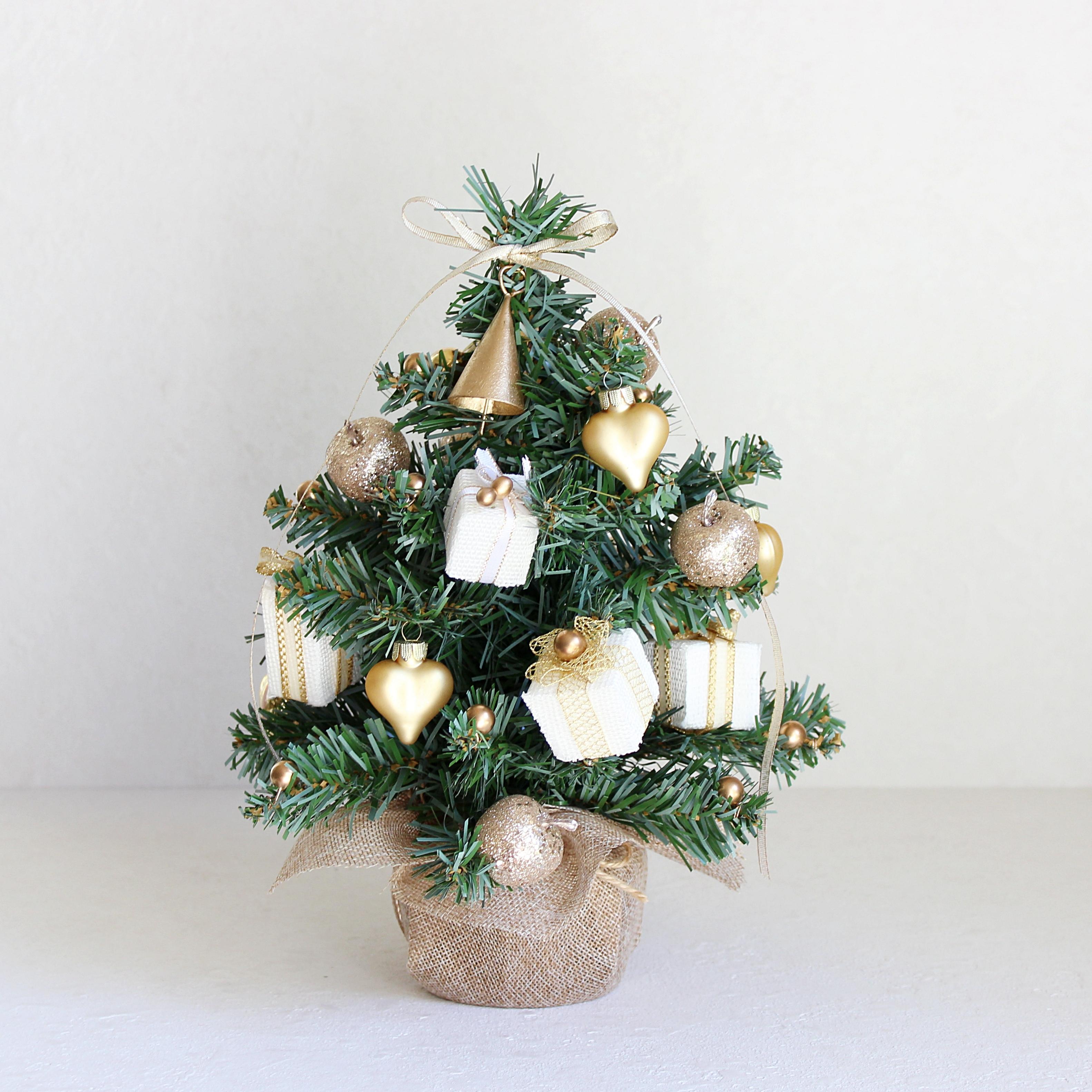 Gold Christmas Tree  　上品ホワイト×ゴールドのミニツリー（高さ40cm)　　R&yCH1761枚目の画像