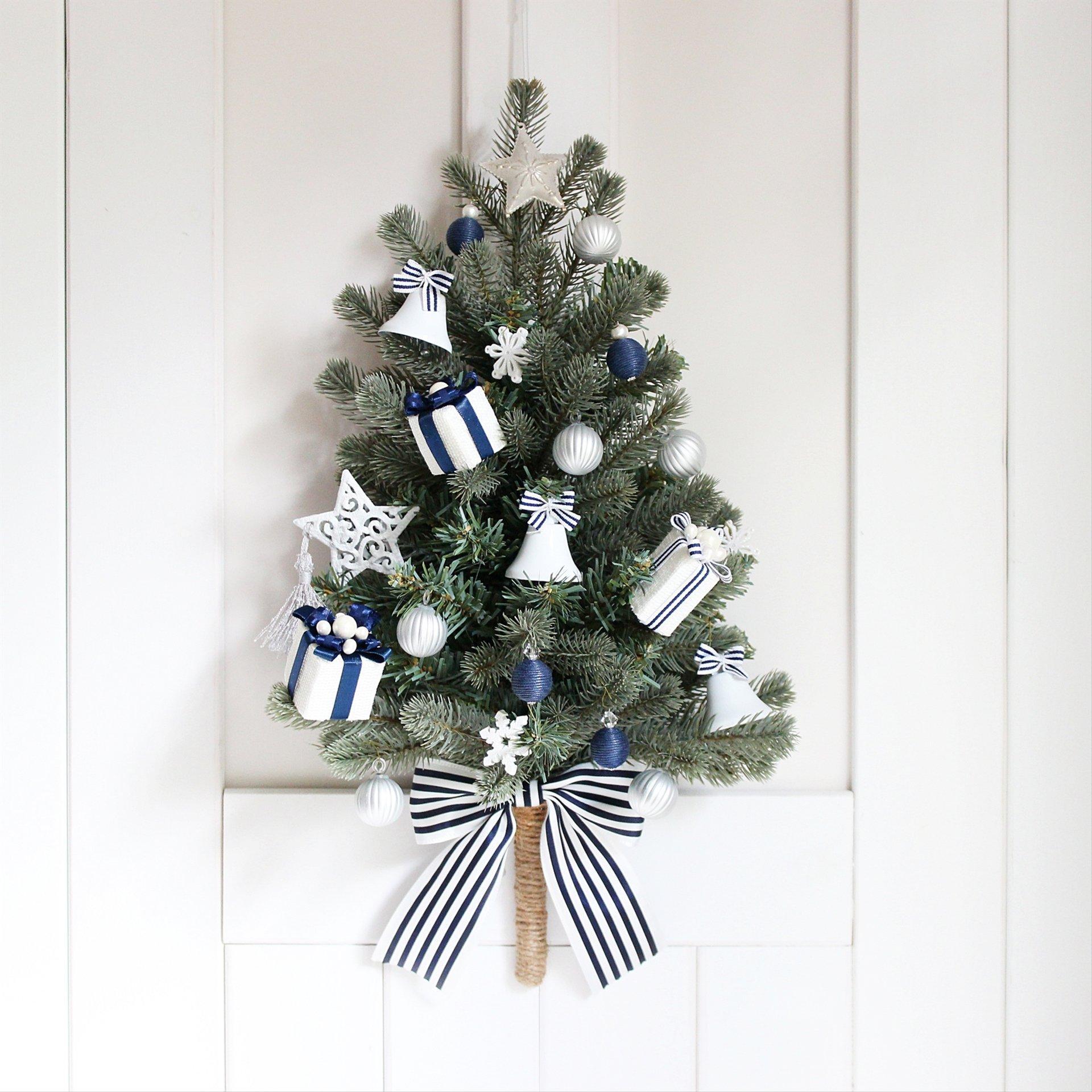 ネイビー & ホワイト Modern Christmas＊清らかな冬色のハンギングツリー R&yCH167