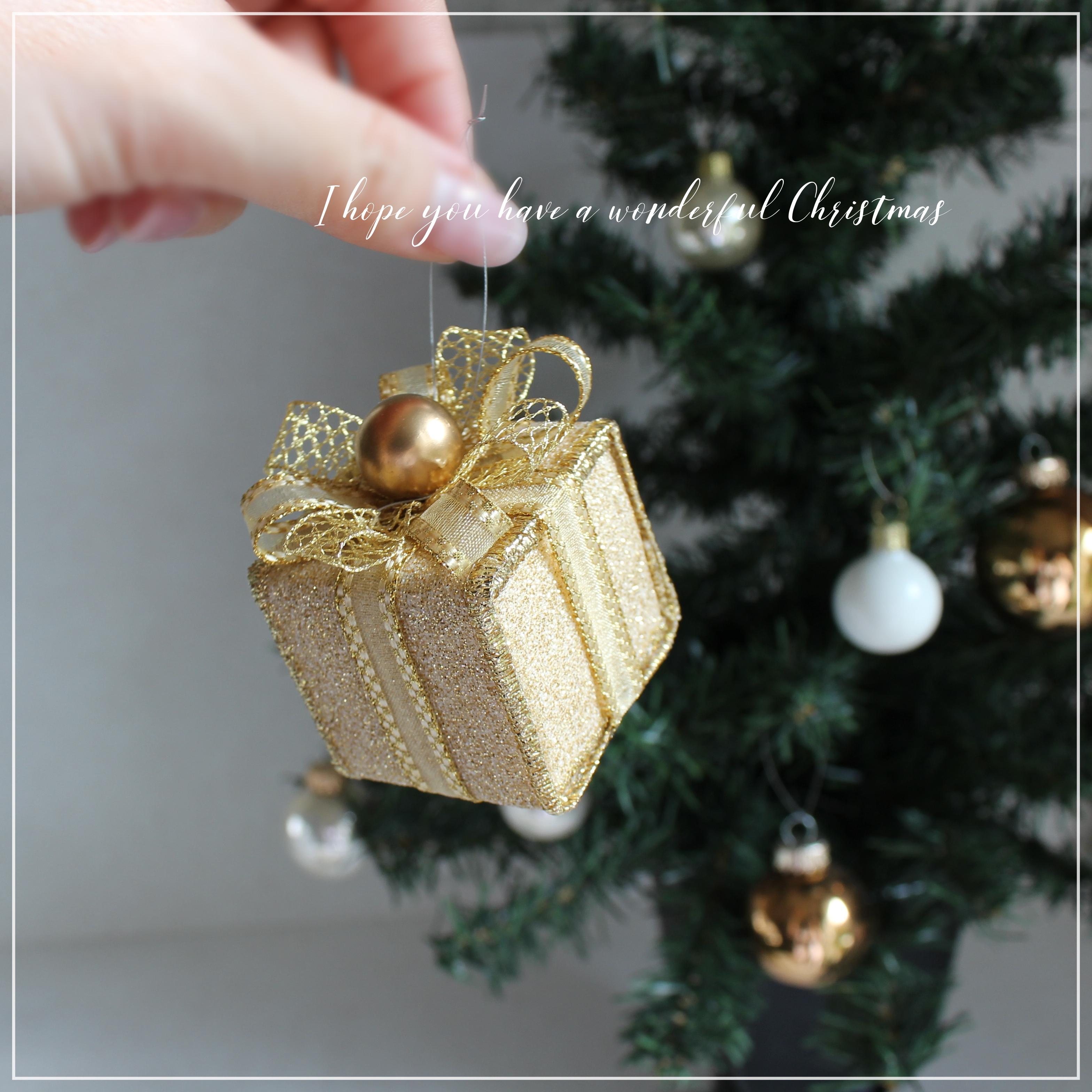 キラキラゴールド プレゼントボックスのオーナメント 華やか プレゼントBOX 4個セット R&yCH171-11枚目の画像